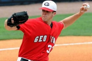 The double whammy: Saying goodbye to former Brave and Bulldog Alex Wood. to(Photo credit: collegebaseball360.com)