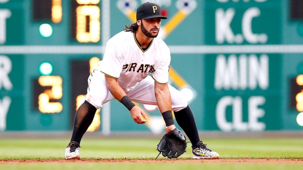 Sean Rodriguez manning first base for the Pittsburgh Pirates. (Photo: Jared Wickerham/Getty Images)
